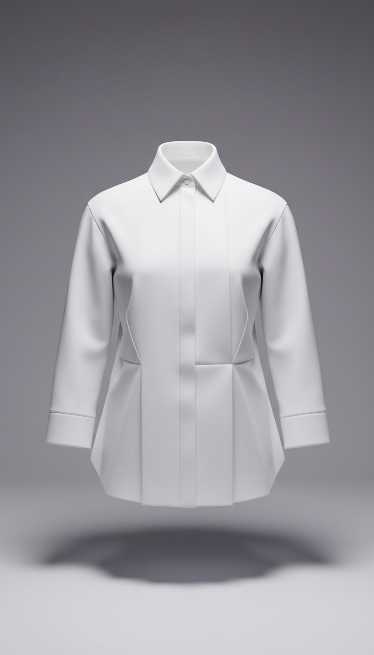 Camisa blanca pura con volumen escultural