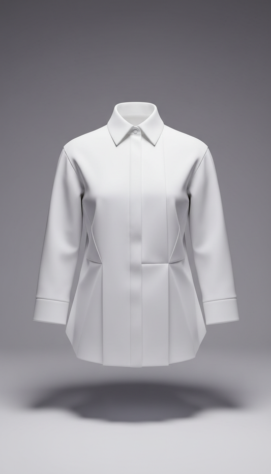 Camisa blanca pura con volumen escultural